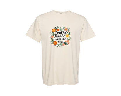 brand:Comfort Colors|color:Ivory|Faux Yarn Floral Mental Health Hard Day Graphic T-Shirt
