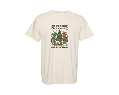 brand:Comfort Colors|color:Ivory|Raccoon Christmas Graphic T-Shirt