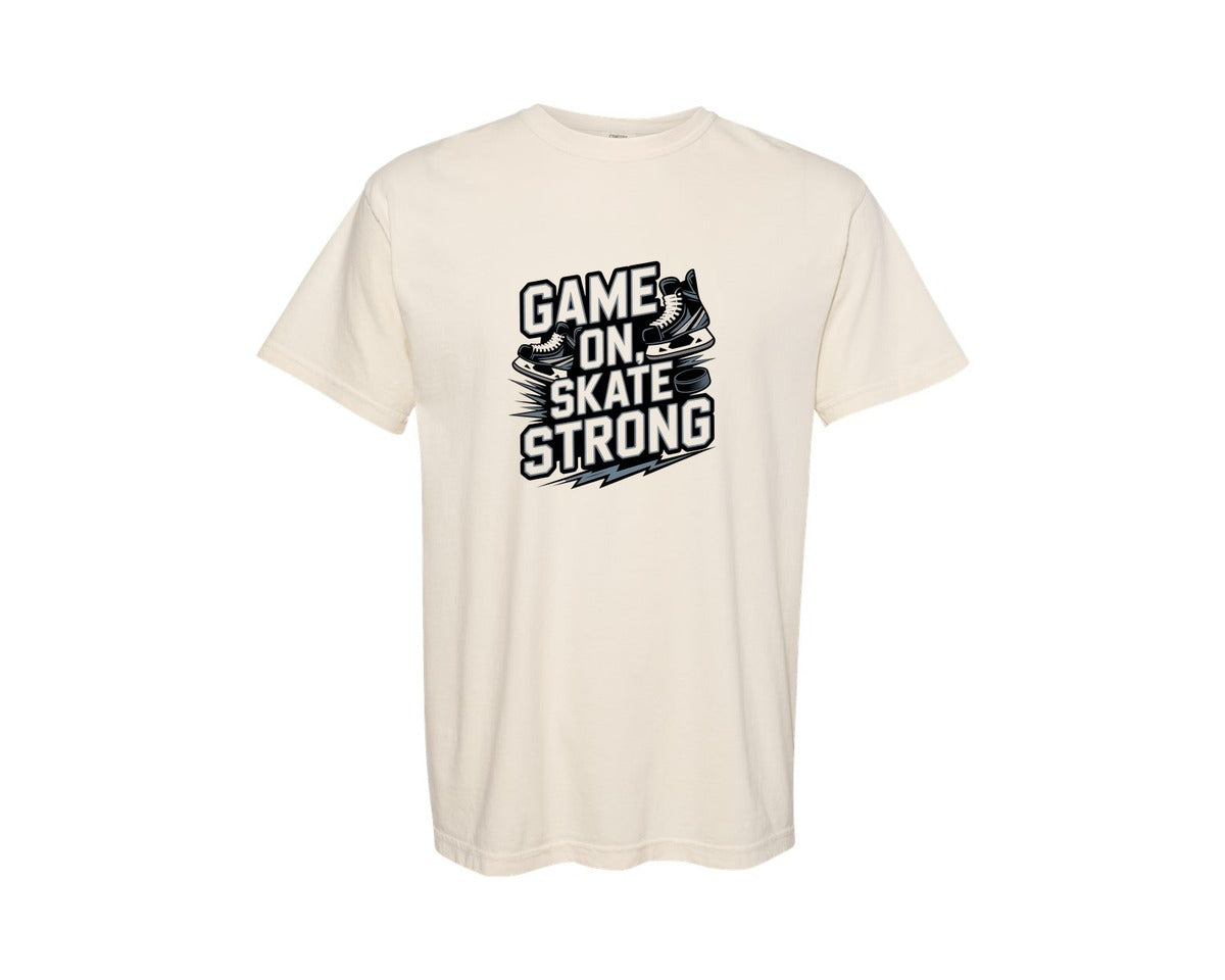 brand:Comfort Colors|color:Ivory|Game On Ice Hockey Game Day Shirt Graphic T-Shirt