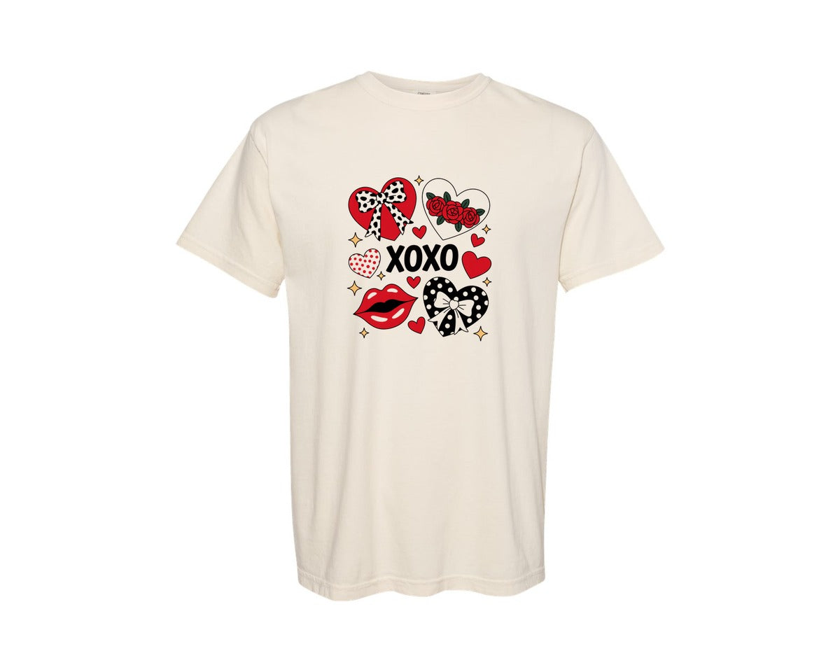 brand:Comfort Colors|color:Ivory|Valentine Xox Varsity Valentines Graphic T-Shirt