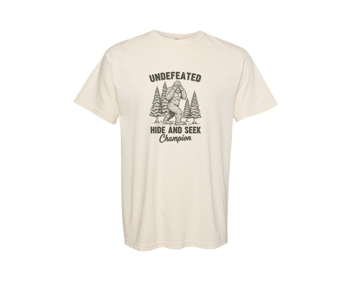 brand:Comfort Colors|color:Ivory|Bigfoot Undefeated Hide And Seek Graphic T-Shirt