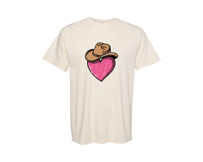 brand:Comfort Colors|color:Ivory|Western Cowboy Love Heart Graphic T-Shirt