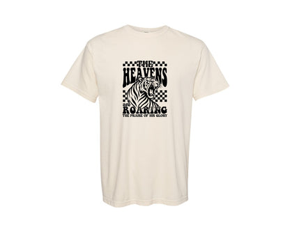 brand:Comfort Colors|color:Ivory|The Heavens Are Roaring Bible Verse Graphic T-Shirt