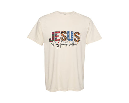 brand:Comfort Colors|color:Ivory|Jesus Is My Favorite Season Christmas Graphic T-Shirt
