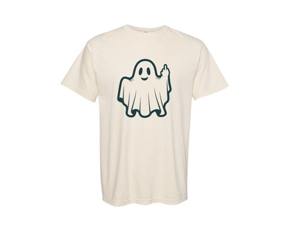 brand:Comfort Colors|color:Ivory|Ghost Middle Finger Pod Ghost Graphic T-Shirt