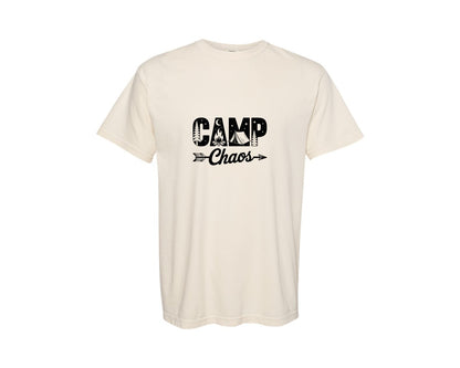 brand:Comfort Colors|color:Ivory|Camp Chaos Camping Crew Outdoors Graphic T-Shirt