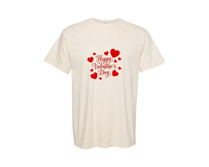 brand:Comfort Colors|color:Ivory|Happy Valentines Day Heart 12 Graphic T-Shirt