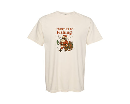 brand:Comfort Colors|color:Ivory|Funny Santa Fishing Christmas 6 Graphic T-Shirt