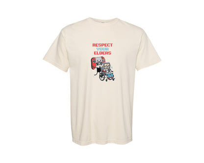 brand:Comfort Colors|color:Ivory|Respect Your Elders Gaming Control Retro Graphic T-Shirt