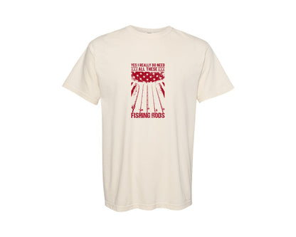 brand:Comfort Colors|color:Ivory|Fishing Rod Addiction Humor T Shirt Graphic T-Shirt