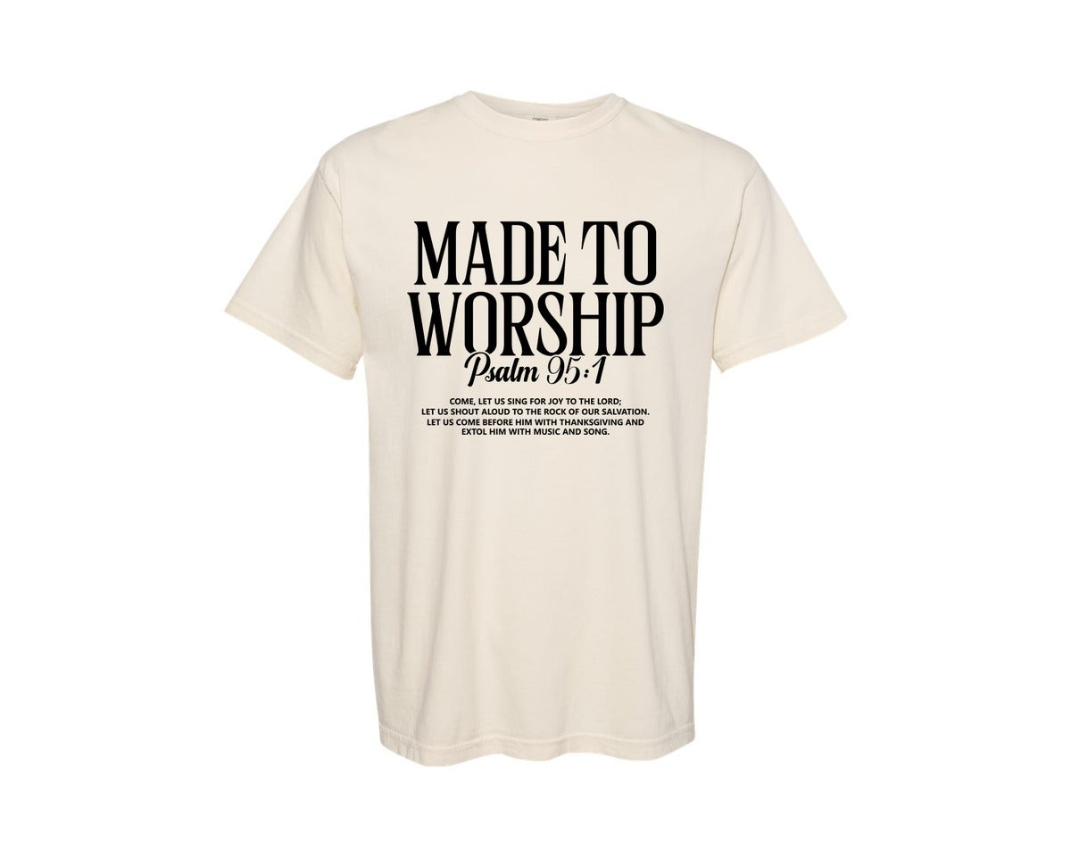 brand:Comfort Colors|color:Ivory|Made To Worship Christian 2 Graphic T-Shirt