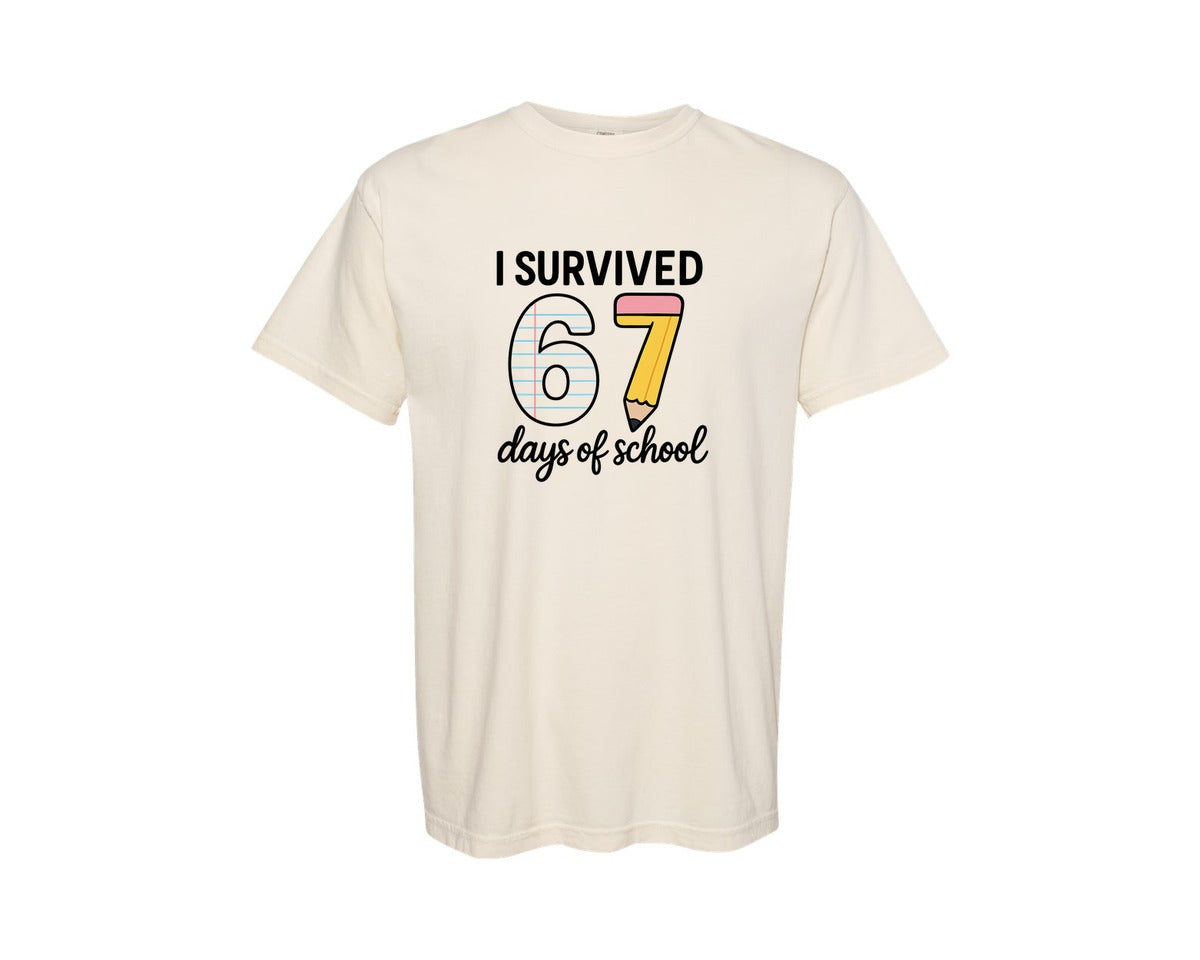 brand:Comfort Colors|color:Ivory|I Survived 67 Days Of School 35 Graphic T-Shirt