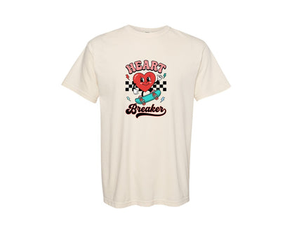 brand:Comfort Colors|color:Ivory|Heart Breaker Skateboard Valentine Graphic T-Shirt