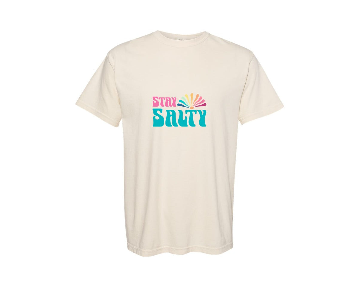 brand:Comfort Colors|color:Ivory|Stay Salty Typography T Shirt Design Graphic T-Shirt