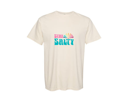 brand:Comfort Colors|color:Ivory|Stay Salty Typography T Shirt Design Graphic T-Shirt