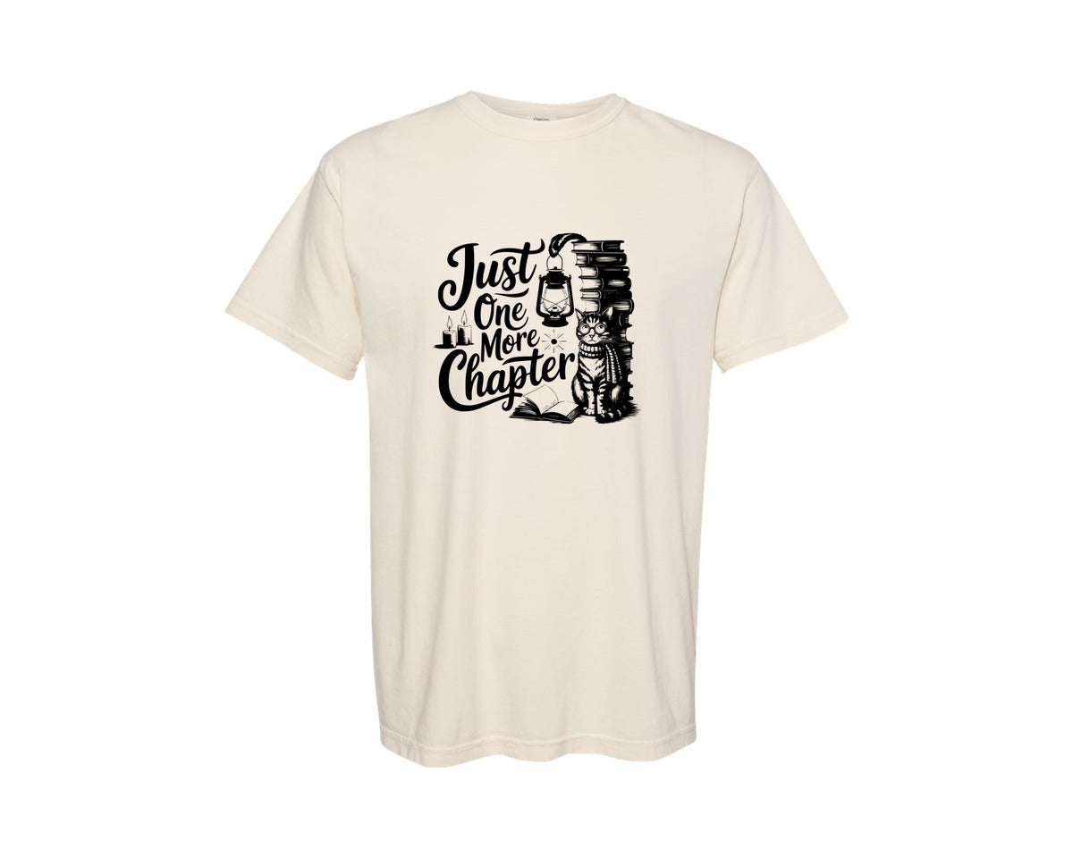 brand:Comfort Colors|color:Ivory|Just One More Chapter T Shirt Design Graphic T-Shirt