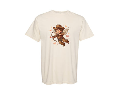 brand:Comfort Colors|color:Ivory|Cute Cupid Cowboy Valentine Graphic T-Shirt