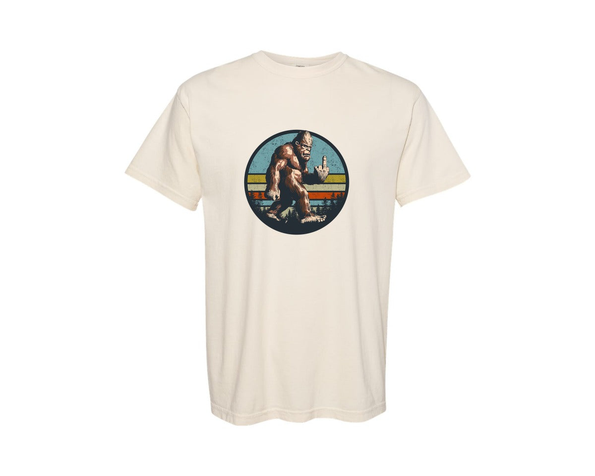 brand:Comfort Colors|color:Ivory|Bigfoot Middle Finger Shirt Graphic T-Shirt