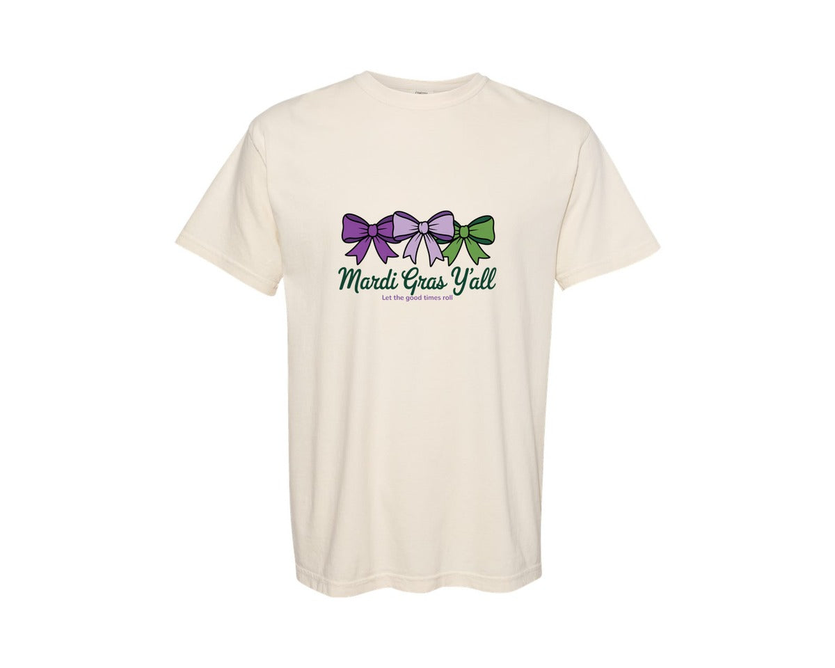 brand:Comfort Colors|color:Ivory|Preppy Mardi Gras Yall Mardi Gras 21 Graphic T-Shirt