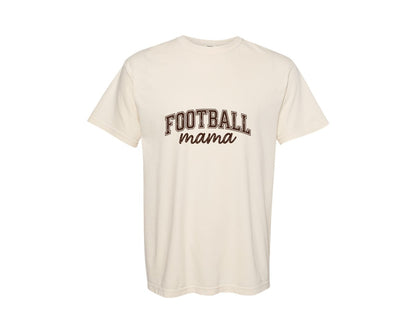 brand:Comfort Colors|color:Ivory|Football Mama Distressed Text Design Graphic T-Shirt