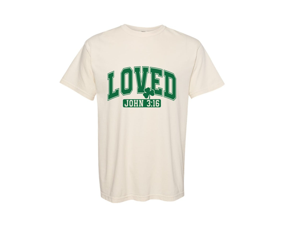 brand:Comfort Colors|color:Ivory|Christian St Patricks Loved John 316Svg Graphic T-Shirt