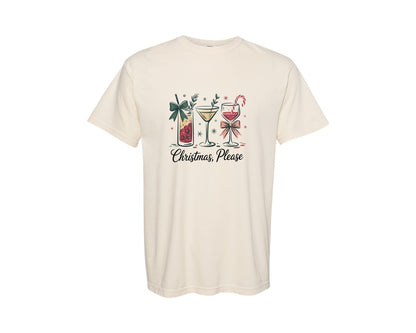 brand:Comfort Colors|color:Ivory|Christmas Please Retro Festive Graphic T-Shirt