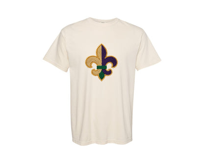 brand:Comfort Colors|color:Ivory|Mardi Gras Knitted Graphic T-Shirt