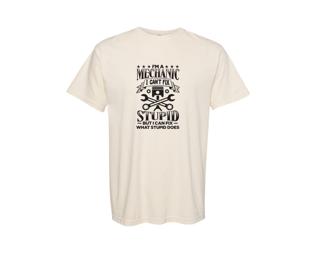 brand:Comfort Colors|color:Ivory|Funny Car Mechanic Auto Mechanic Graphic T-Shirt
