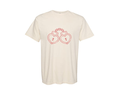 brand:Comfort Colors|color:Ivory|Heart Handcuffs Valentine T Shirt Graphic T-Shirt