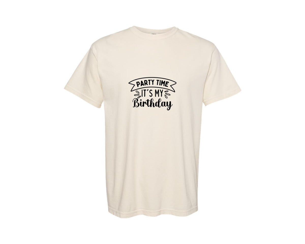 brand:Comfort Colors|color:Ivory|Party Time Its My Birthday Graphic T-Shirt