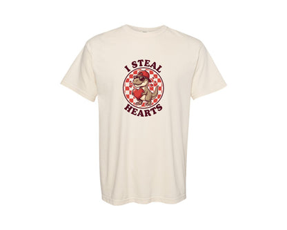 brand:Comfort Colors|color:Ivory|I Steal Hearts Cute Valentine Dinosaur Graphic T-Shirt