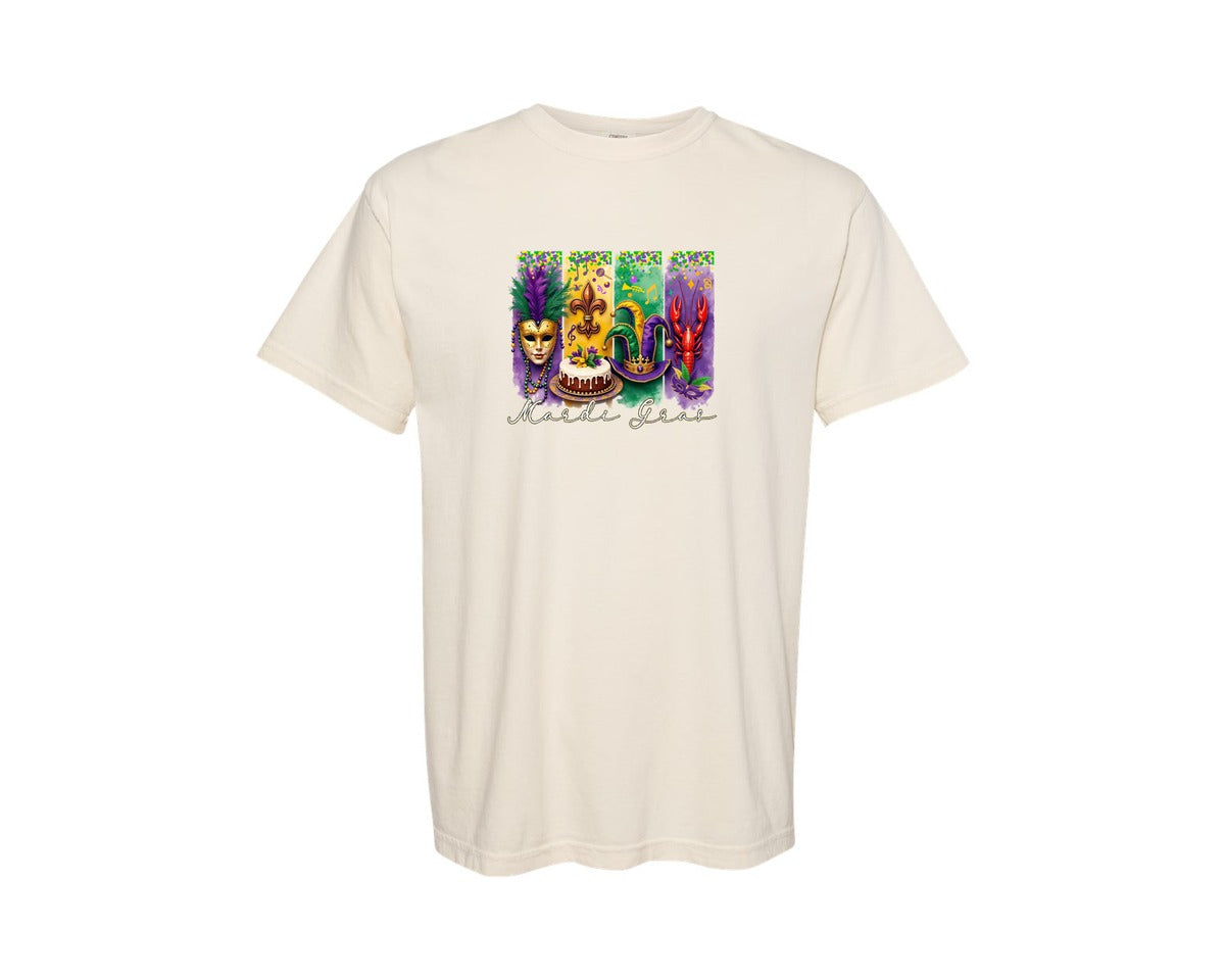brand:Comfort Colors|color:Ivory|Mardi Gras Coquette 2 Graphic T-Shirt