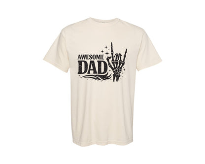 brand:Comfort Colors|color:Ivory|Awesome Dad Rock Hand Gesture Dad Graphic T-Shirt