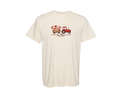brand:Comfort Colors|color:Ivory|Valentine Tractor With Heart Wagon Graphic T-Shirt