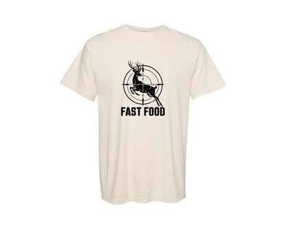 brand:Comfort Colors|color:Ivory|Funny Fast Food Deer Hunting Shirt Graphic T-Shirt
