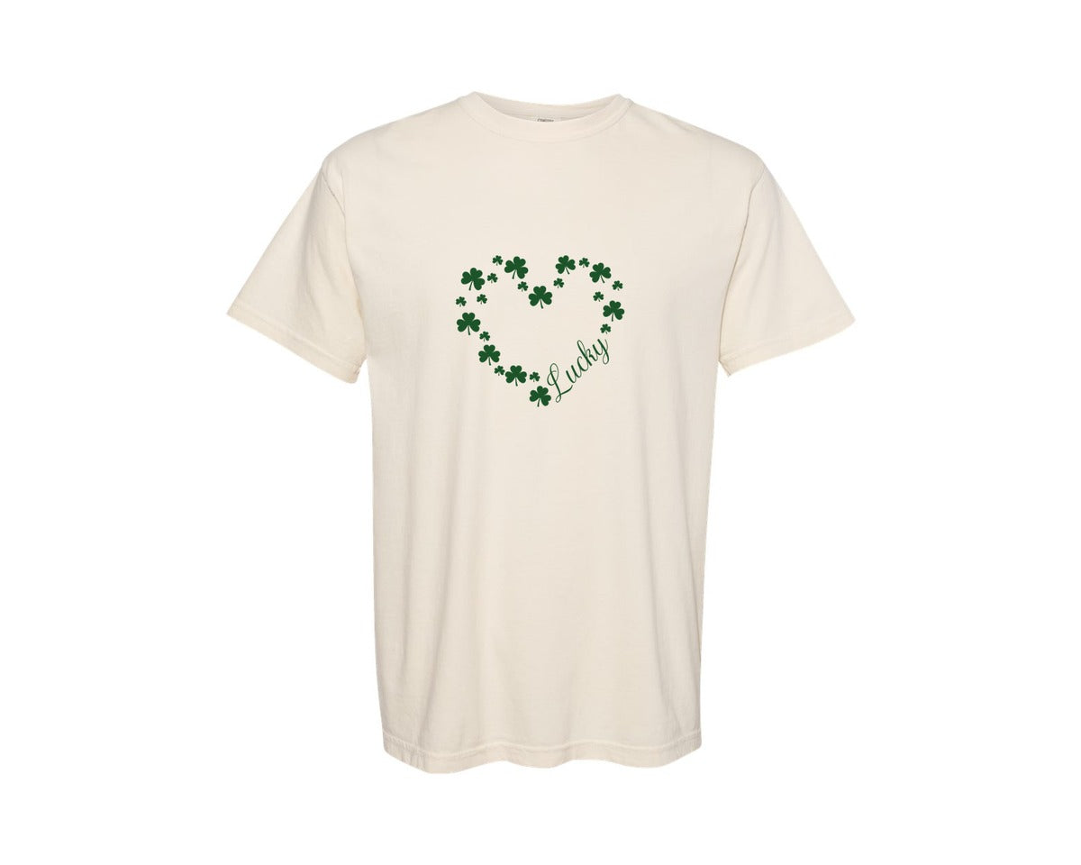 brand:Comfort Colors|color:Ivory|Lucky Varsity St Patricks Day 7 Graphic T-Shirt