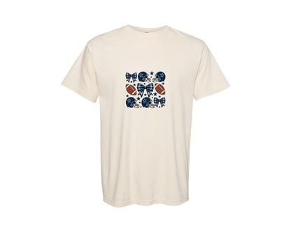 brand:Comfort Colors|color:Ivory|Football Coquette Bow Cowboy Graphic T-Shirt