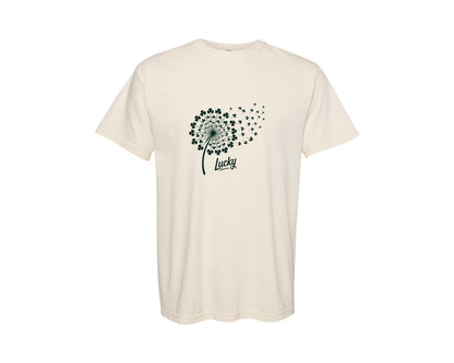 brand:Comfort Colors|color:Ivory|St Patricks Day Dandelion Svgclover 3 Graphic T-Shirt
