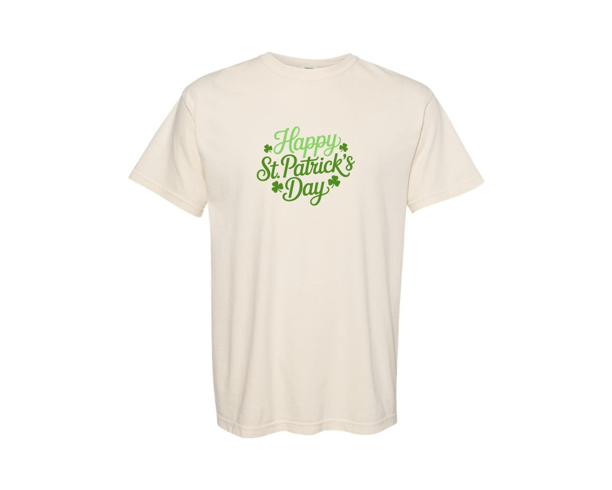 brand:Comfort Colors|color:Ivory|Happy St Patricks Day Irish Holiday Graphic T-Shirt