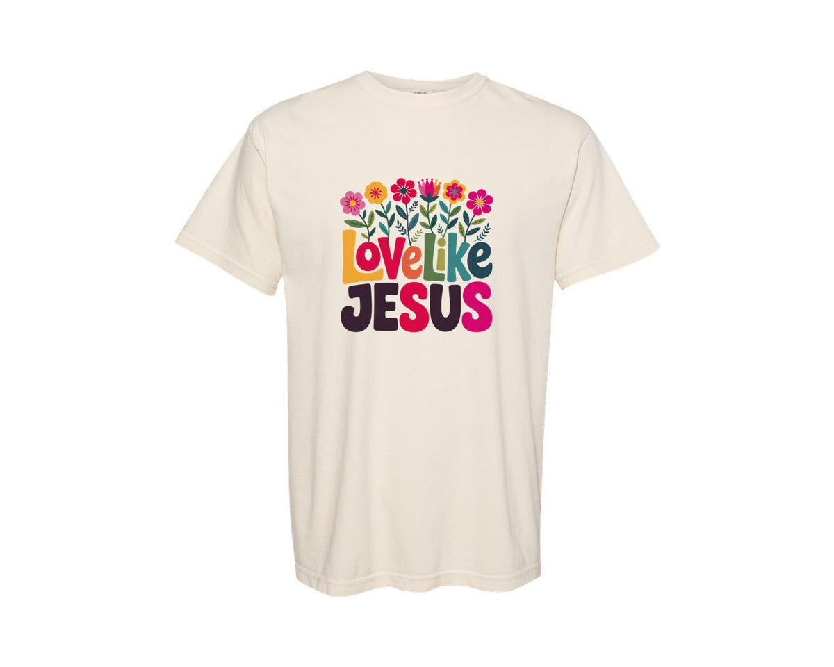 brand:Comfort Colors|color:Ivory|Boho Christian Love Like Jesus Graphic T-Shirt
