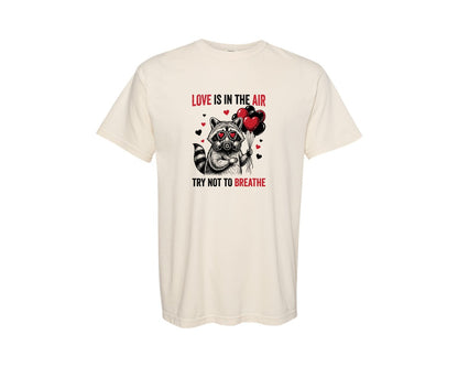 brand:Comfort Colors|color:Ivory|Valentine Raccoon With Gas Mask Graphic T-Shirt