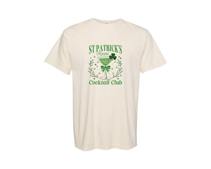 brand:Comfort Colors|color:Ivory|St Patricks Day Retro Cocktail Club Graphic T-Shirt