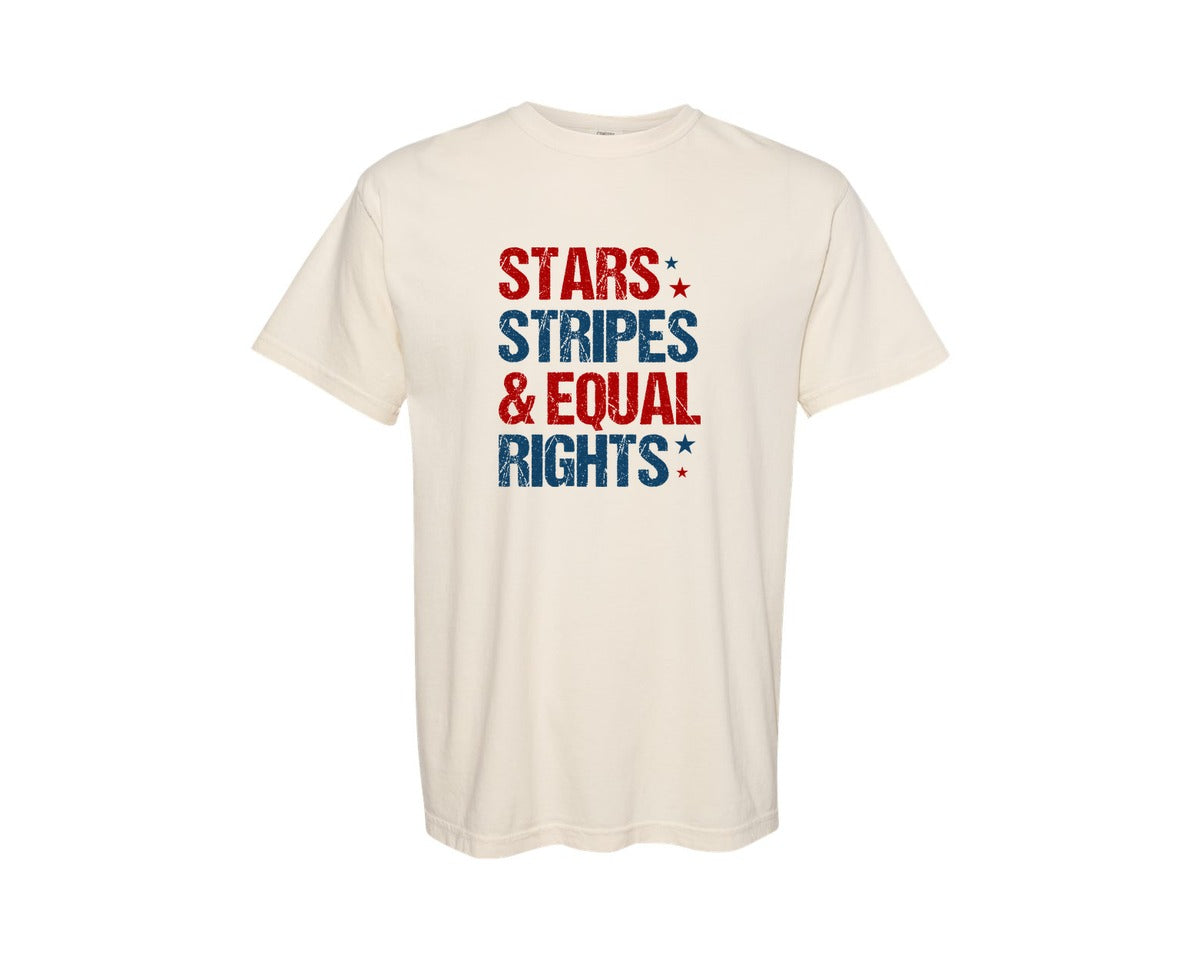 brand:Comfort Colors|color:Ivory|4Th Of July Stars Stripes Equal Rights 2 Graphic T-Shirt