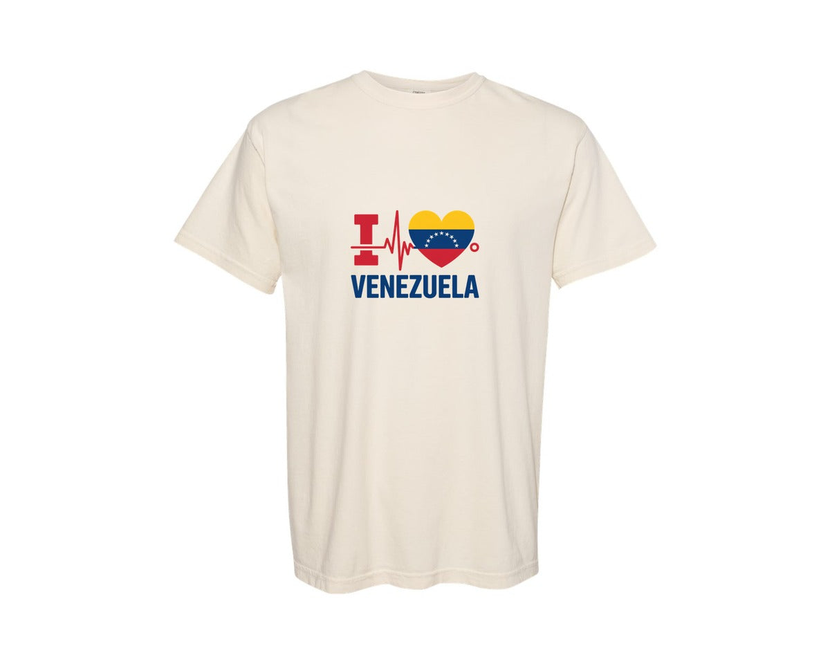 brand:Comfort Colors|color:Ivory|I Love Venezuela Graphic T-Shirt