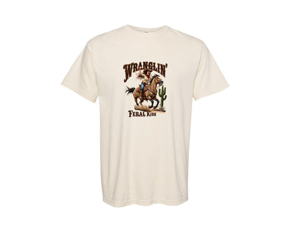 brand:Comfort Colors|color:Ivory|Wranglin Feral Kids Western Mothers Day 2 Graphic T-Shirt