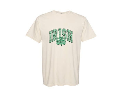 brand:Comfort Colors|color:Ivory|Retro Camo Irish Svgst Patricks Day Graphic T-Shirt