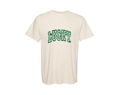 brand:Comfort Colors|color:Ivory|Lucky Clover St Patricks Day 3 Graphic T-Shirt