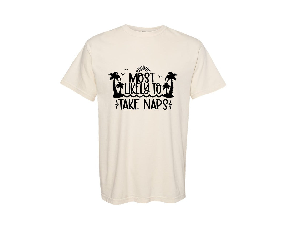 brand:Comfort Colors|color:Ivory|Most Likely To Take Naps Graphic T-Shirt