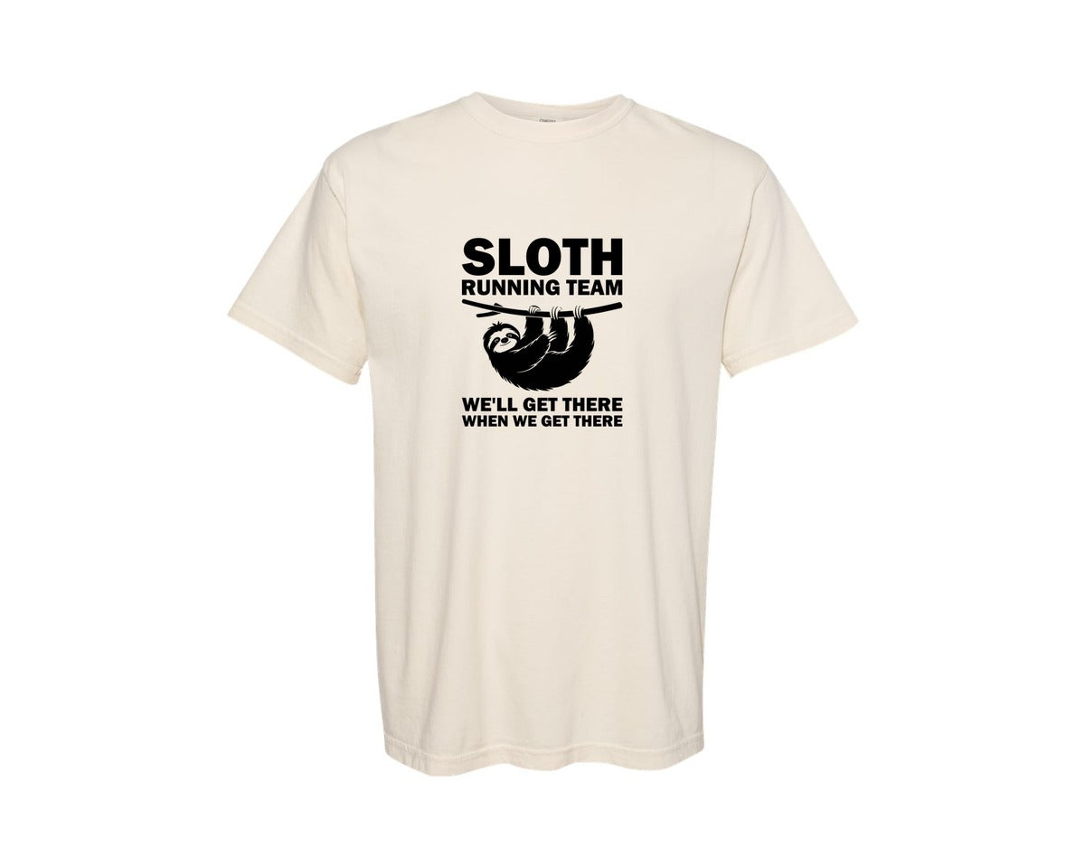 brand:Comfort Colors|color:Ivory|Sloth Running Team T Shirt 2 Graphic T-Shirt