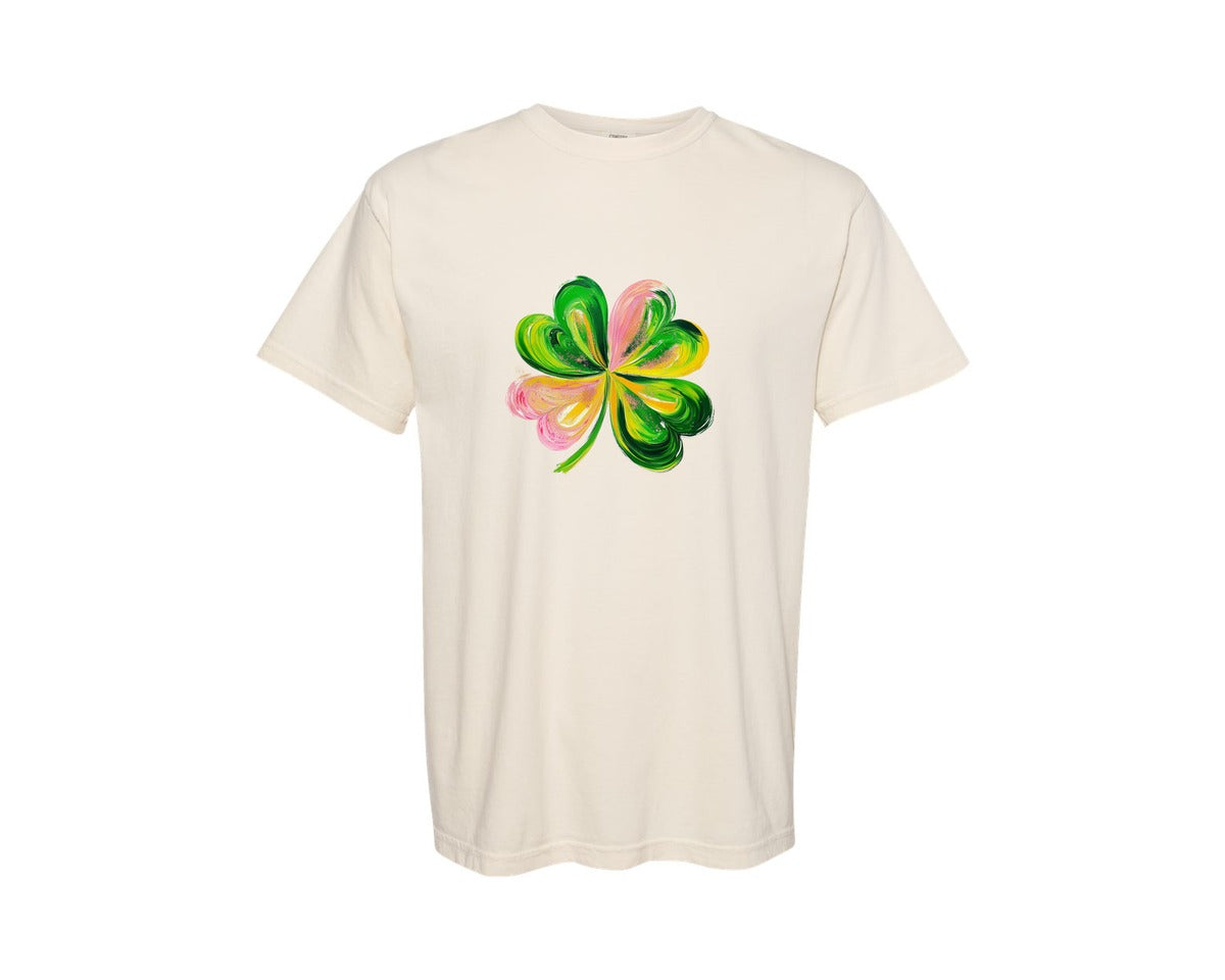 brand:Comfort Colors|color:Ivory|Brushstroke Shamrock Graphic T-Shirt